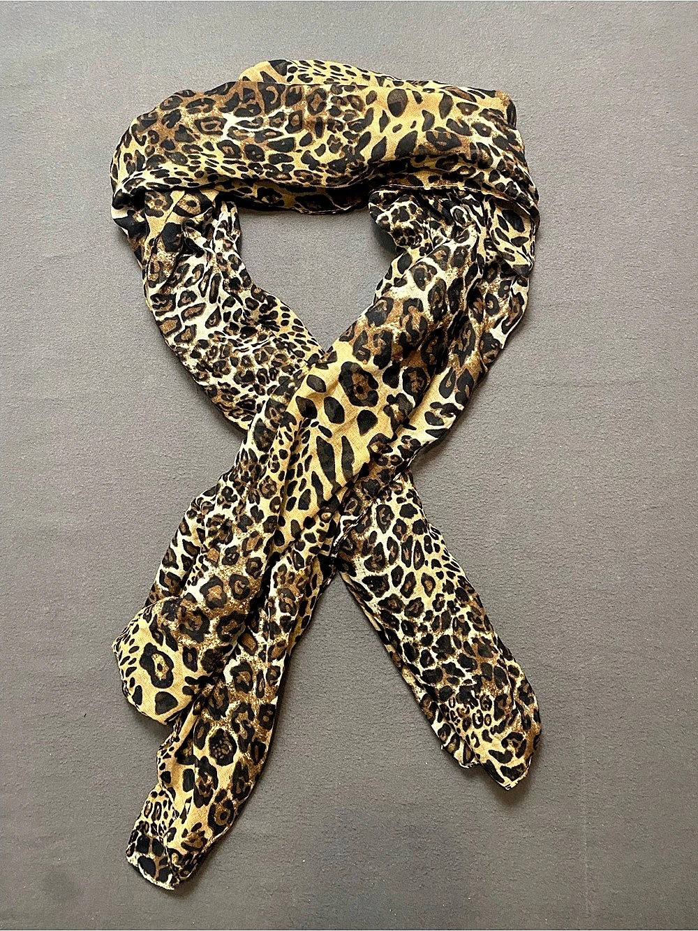 Charlotte Daniel Leopard Print Scarf in Brown & Cream Like New